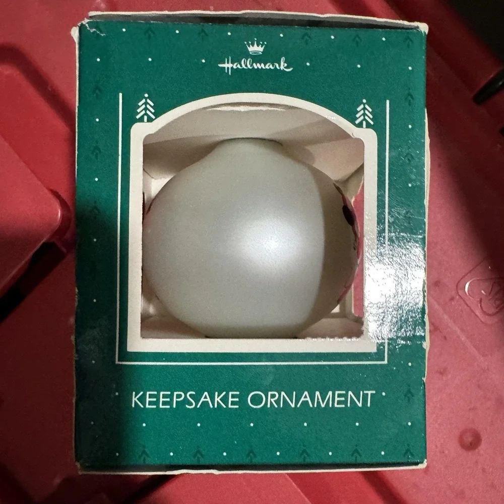 VTG 85 Ornament Hallmark Walt Disney Christmas Mickey Mouse Minnie Glass In Box